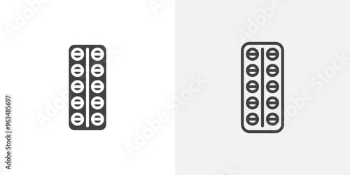 Pill Blister Pack icon in black filled and outlined style
