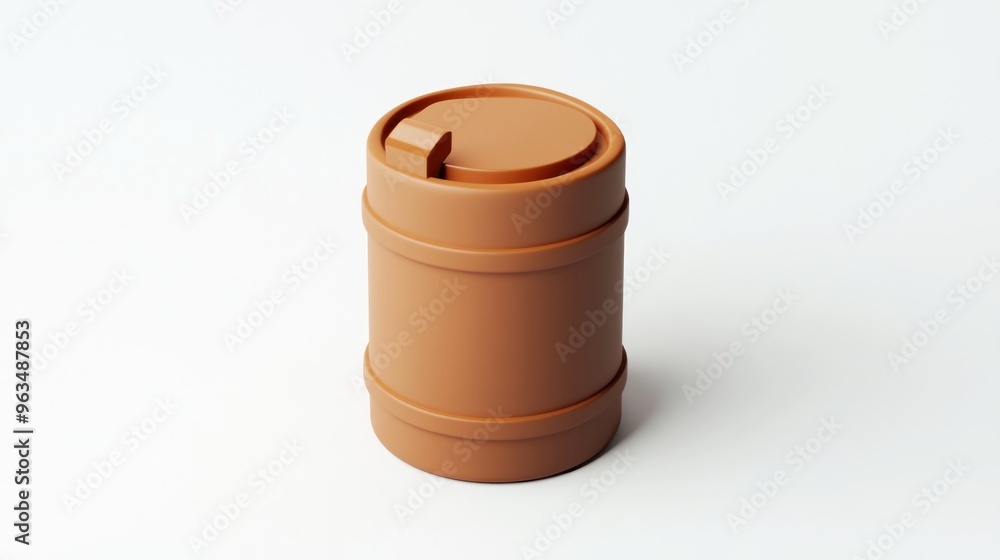 A simple brown cylindrical container with a lid, likely for storage or transport. A simple brown cylindrical container with a lid, likely for storage or transport.