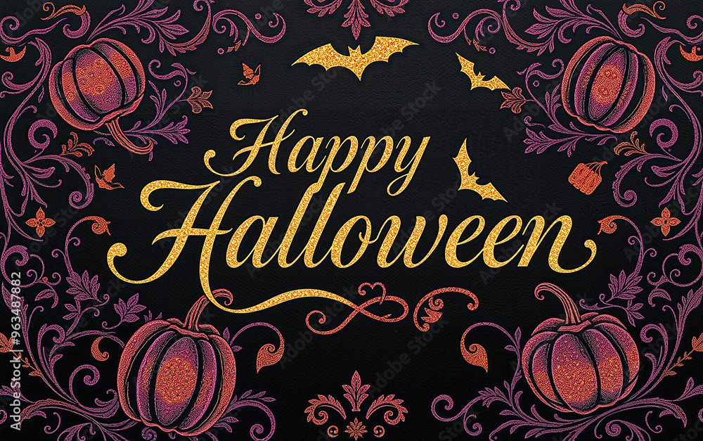 gorgeous elegant halloween card with calligraphy flourishing glitter design luxury highclass gorgeous elegant halloween card with calligraphy flourishing glitter design luxury highclass