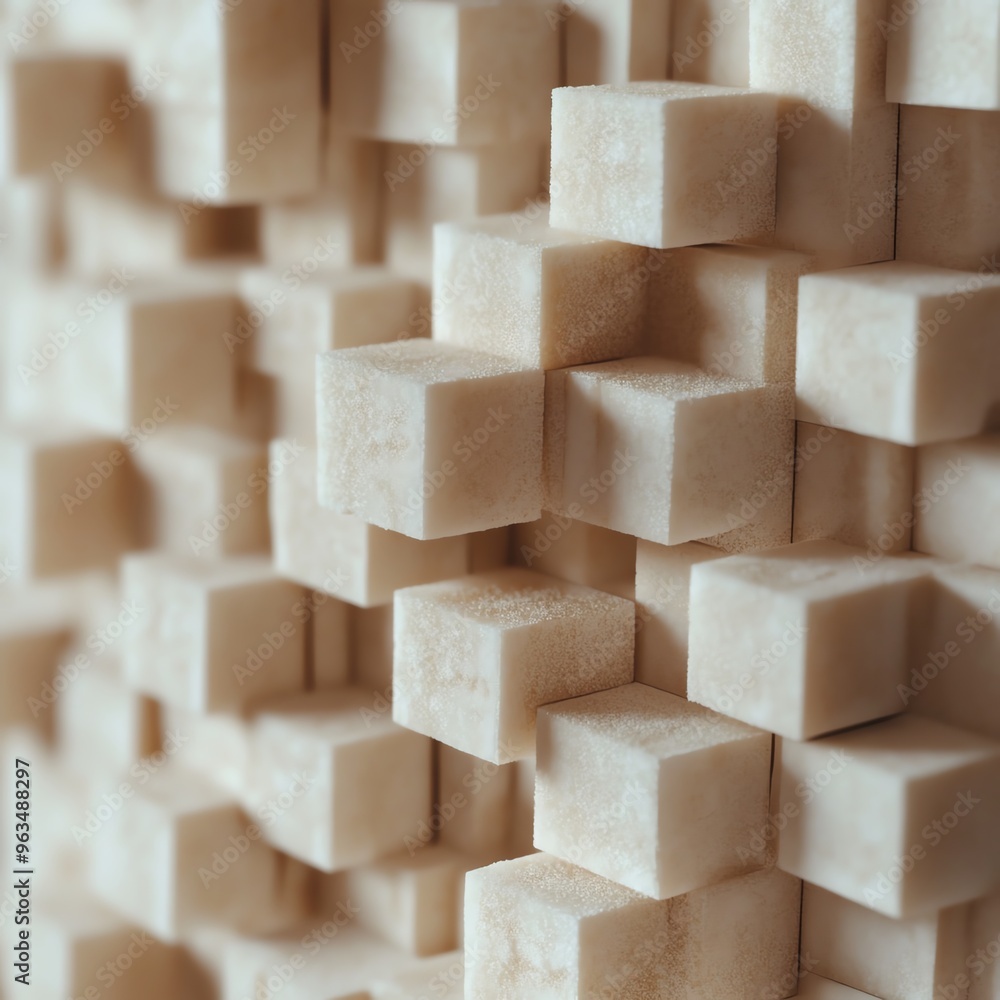 Macro shot of sugar cubes stacked in abstract structures, minimalistic tones, modern architecture-inspired wallpaper, sugar cubes, clean design. Macro shot of sugar cubes stacked in abstract structures, minimalistic tones, modern architecture-inspired wallpaper, sugar cubes, clean design.