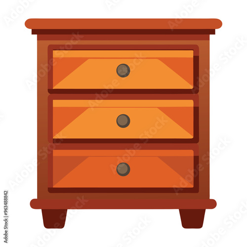 Illustration of wooden bedroom drawer isolated