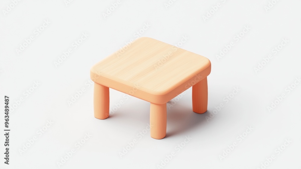 Fototapeta premium A simple, light-colored wooden table with four rounded legs, suitable for various uses.