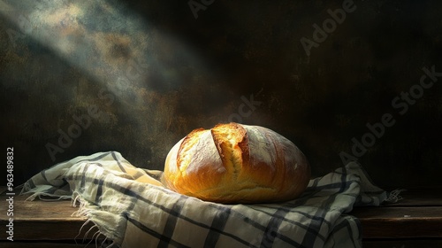 Wallpaper Mural A Single Loaf of Bread Illuminated by a Beam of Light Torontodigital.ca