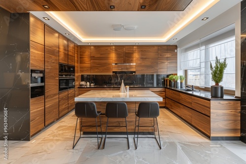 Wallpaper Mural Stylish wooden log cabin kitchen, interior design trends Torontodigital.ca