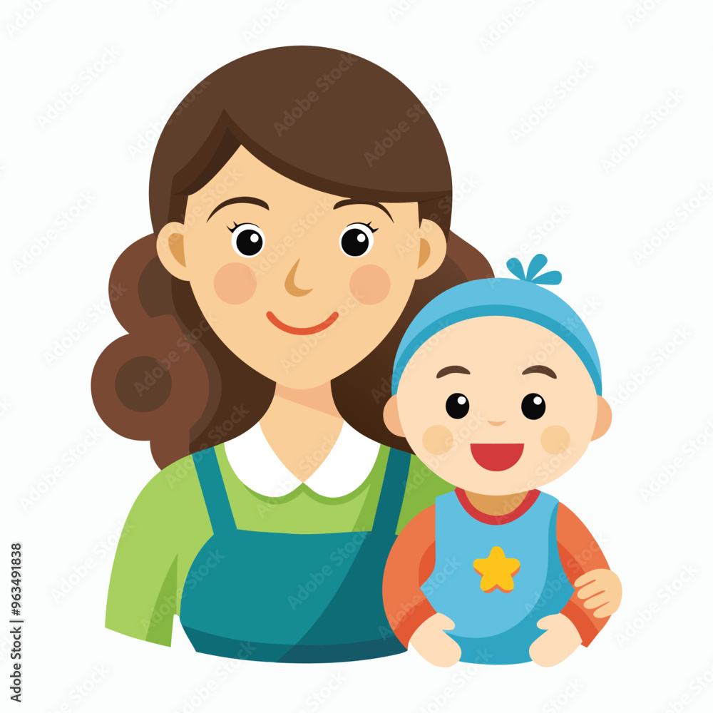 Vector Mother sitting with her child Vector Mother sitting with her child