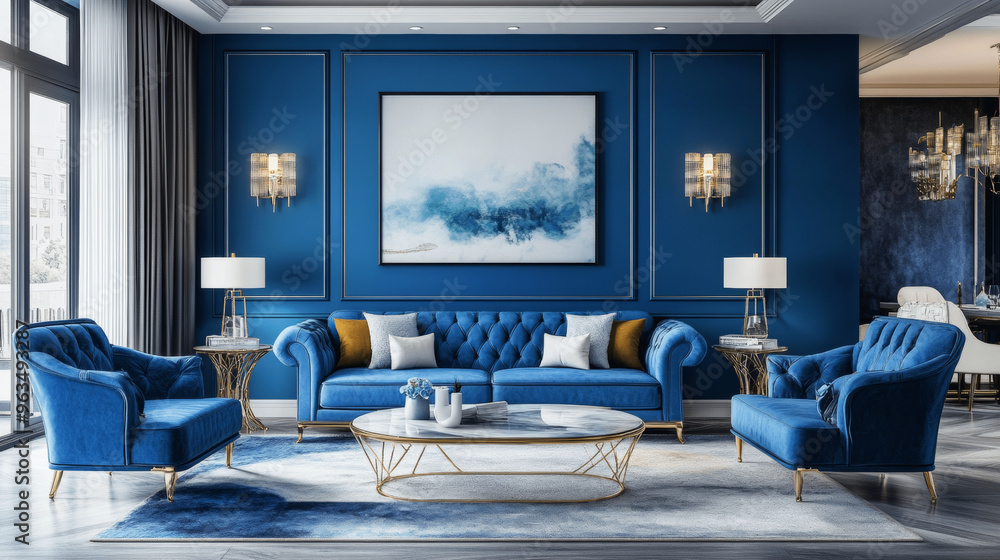 Art Deco Modern Blue Living Room Design Art Deco Modern Blue Living Room Design