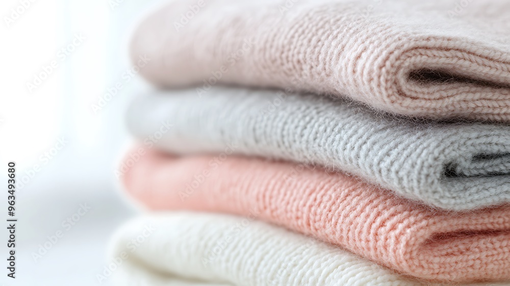 Stack of Soft Knitted Sweaters in Pastel Colors Stack of Soft Knitted Sweaters in Pastel Colors