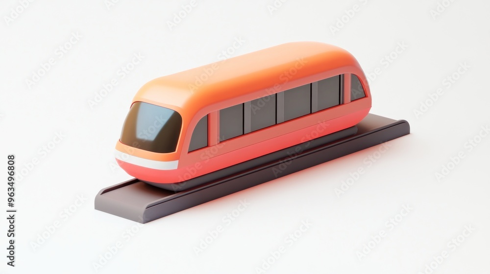 A stylized orange monorail train model on a track, representing modern transportation. A stylized orange monorail train model on a track, representing modern transportation.