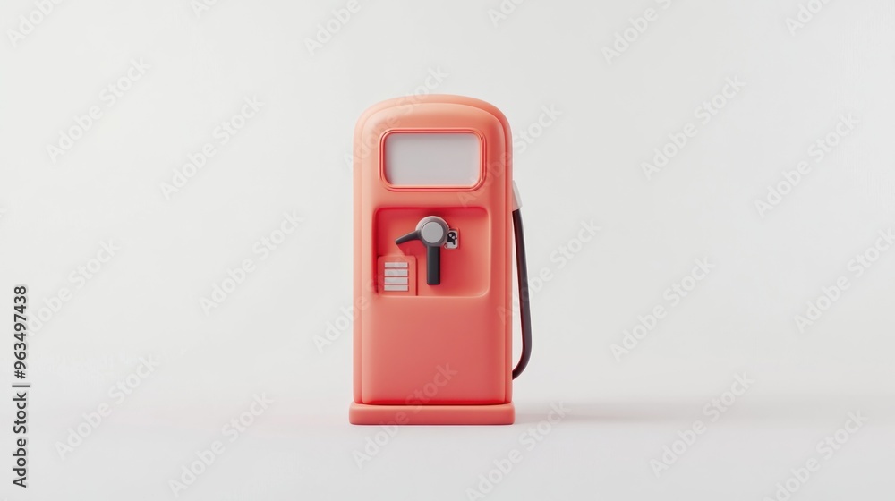 A stylized pink fuel pump against a white background, representing gas station services.