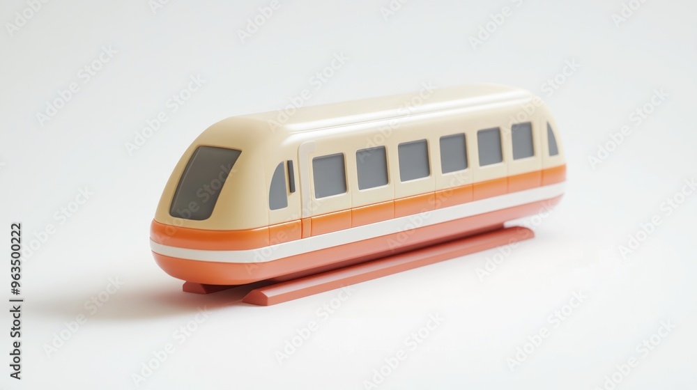 A toy model of a monorail train in a minimalist design, showcasing transport aesthetics. A toy model of a monorail train in a minimalist design, showcasing transport aesthetics.