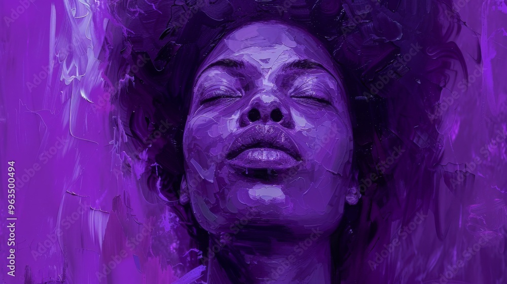 Purple Abstract Portrait Woman Eyes Closed Purple Abstract Portrait Woman Eyes Closed