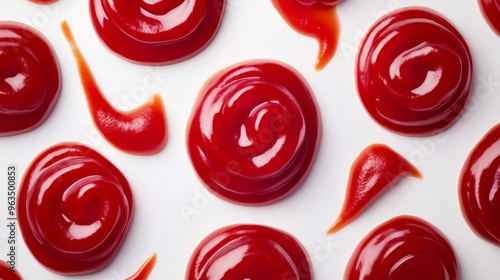 ketchup patterns on white background, food art