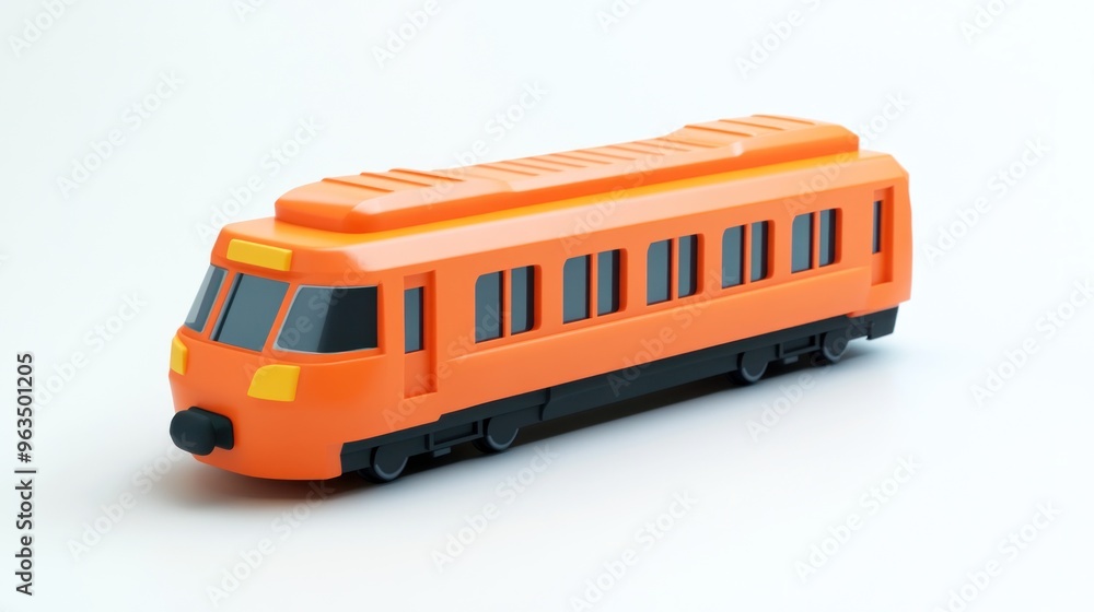 A vibrant orange toy train model designed for play and imagination. A vibrant orange toy train model designed for play and imagination.
