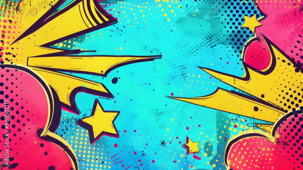 Fototapeta premium Abstract Pop Art Background with Stars and Dots