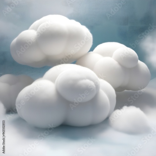  Scenic white clouds atmospheric on transparent backgrounds 3d render png