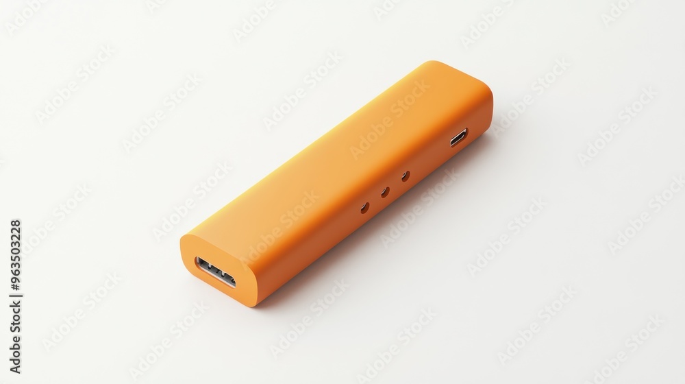 An orange portable device with USB ports, likely a power bank or charger. An orange portable device with USB ports, likely a power bank or charger.