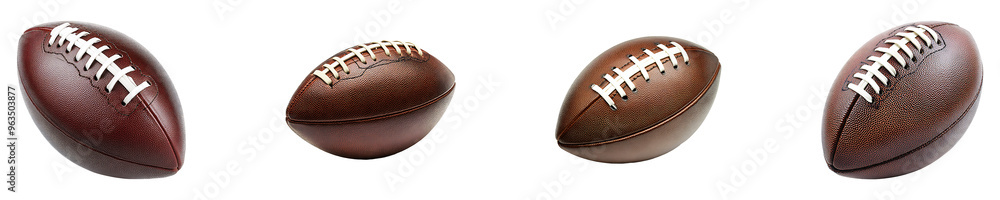 Set, collection of An American football isolated on transparent background. Set, collection of An American football isolated on transparent background.