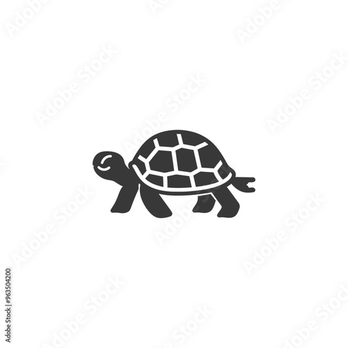 Silhouette of a walking turtle with a shell