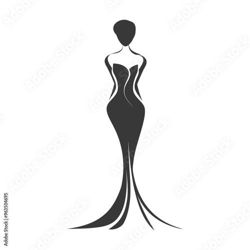 Silhouette of a Woman in a Flowing Gown