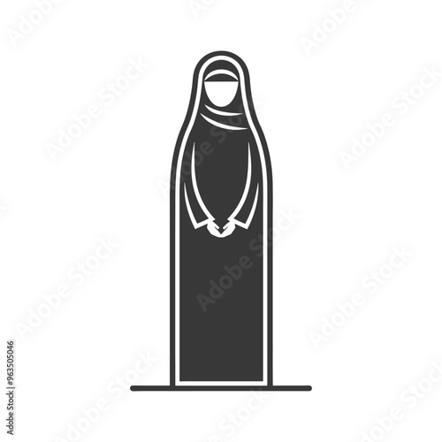 Silhouette of a woman in a traditional Islamic abaya and hijab
