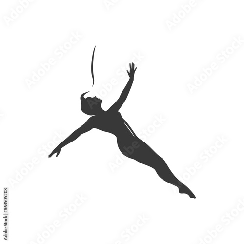 Silhouette of a Woman Performing an Aerial Silk Act