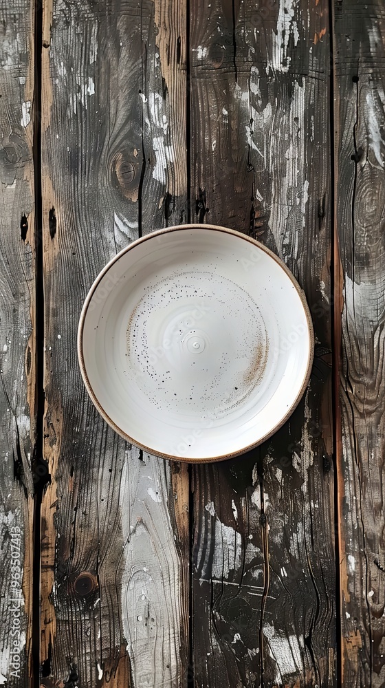 Plate alone on wooden surface Plate alone on wooden surface