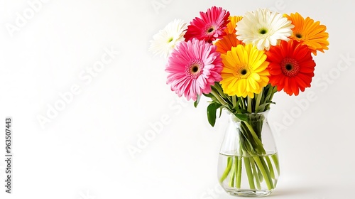 Wallpaper Mural Colorful Gerbera Daisies in a Vase on White Background Torontodigital.ca