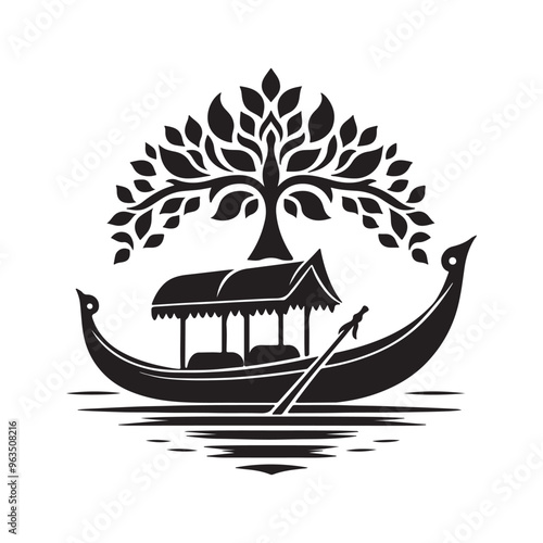 Sampan Silhouette Vector Illustrations – Download High-Quality Graphics