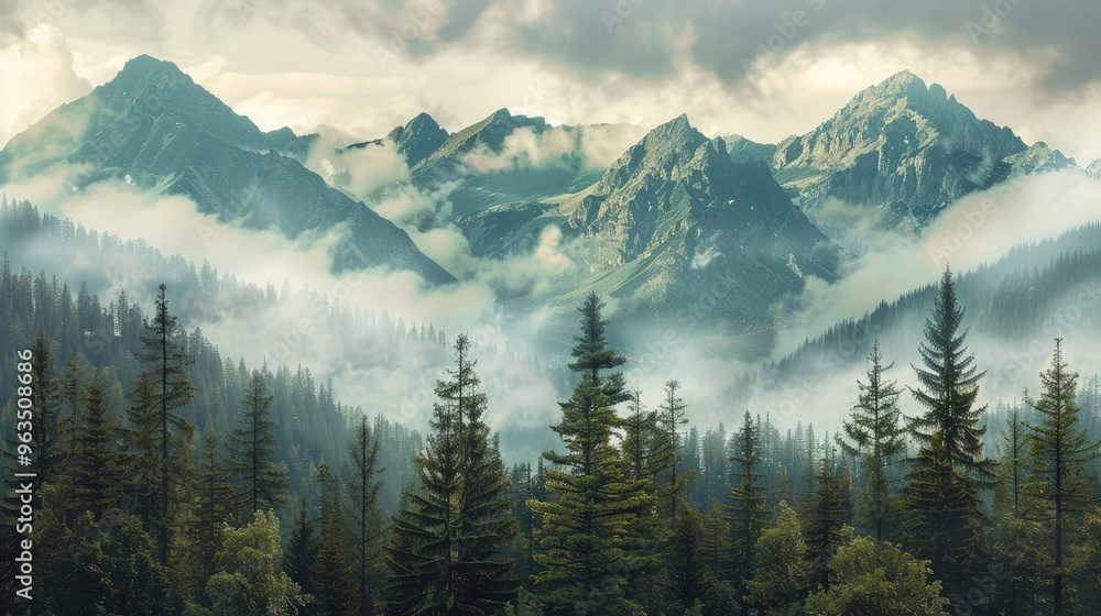 Pine forest mountainscape Pine forest mountainscape