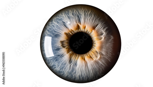 macro shot of human eye ball isolated on transparent background PNG. photo