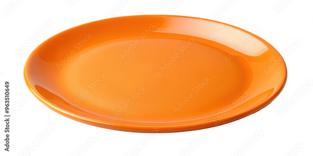Orange round ceramic plate shown from a side view, featuring a vibrant and glossy surface. Ideal for adding a pop of color to modern table settings. Isolated on transparent background, png. Orange round ceramic plate shown from a side view, featuring a vibrant and glossy surface. Ideal for adding a pop of color to modern table settings. Isolated on transparent background, png.