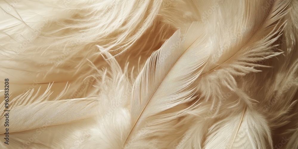 Close-Up of Soft Beige Feathers. AI generated illustration Close-Up of Soft Beige Feathers. AI generated illustration