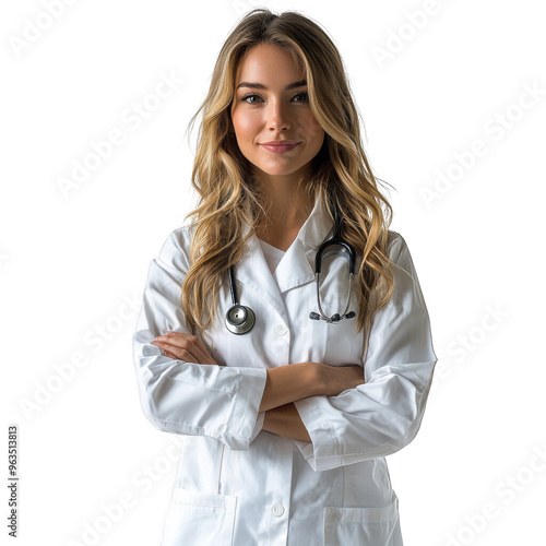 Obraz na płótnie Pathologist woman isolated on a transparent background png file no background - pretty female model portrait png file w salonie
