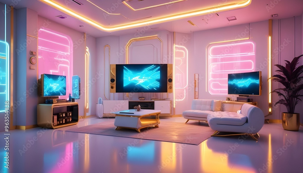 Photo interior modern design room 3d illustration Photo interior modern design room 3d illustration