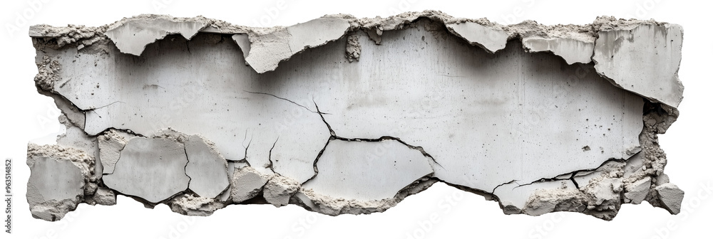 Obraz premium Concrete Wall, Destroyed, Isolated. Graphic Cutout.