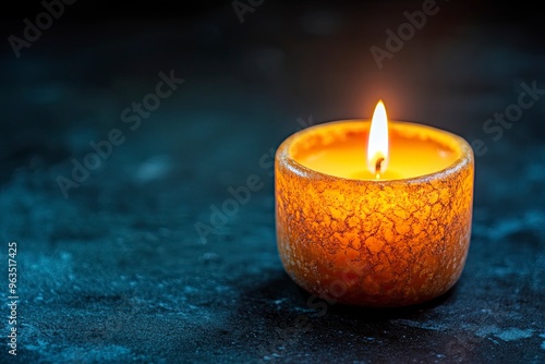 All Saints Day. Votive candle on dark background with copy space .generative ai photo