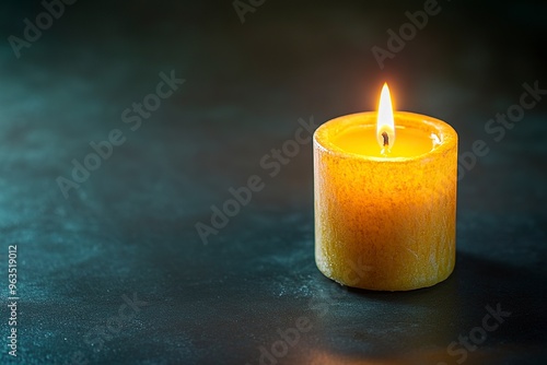 All Saints Day. Votive candle on dark background with copy space .generative ai photo