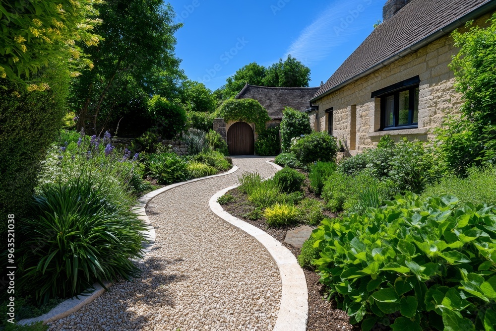 Country house with a herb garden, thyme and rosemary in abundance filling the air with earthy scents as you walk through in the summer sun Country house with a herb garden, thyme and rosemary in abundance filling the air with earthy scents as you walk through in the summer sun