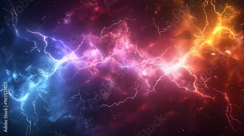 Colorful Lightning and Thunderstorm Abstract Background