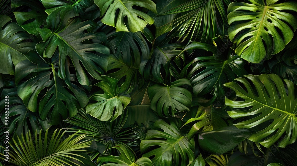 Tropical leaf texture in dark green background Tropical leaf texture in dark green background