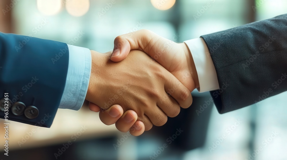 An outline of two people shaking hands in a business setting, symbolizing teamwork and collaboration An outline of two people shaking hands in a business setting, symbolizing teamwork and collaboration