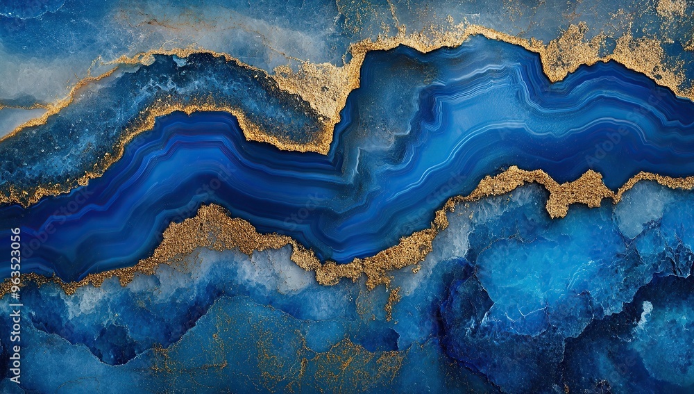 Beautiful blue agate geode stone with gold veins Beautiful blue agate geode stone with gold veins