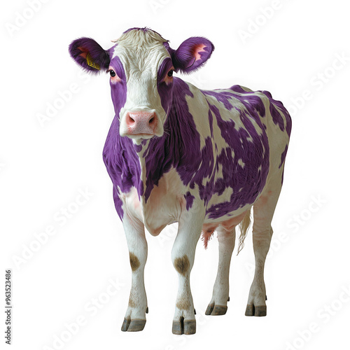 Purple and white cow showing all body isolated on a transparent background png file no background_4 png file