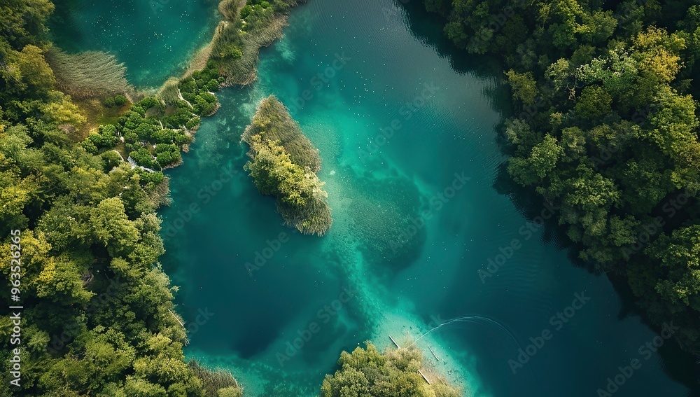Beautiful aerial view of the Plitvice Lakes National Park and surrounding forest Beautiful aerial view of the Plitvice Lakes National Park and surrounding forest