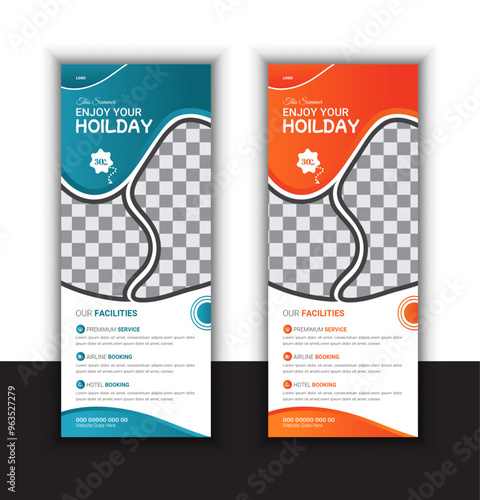 Editable Vector Illustration Travel Roll Up Banner Design Template
