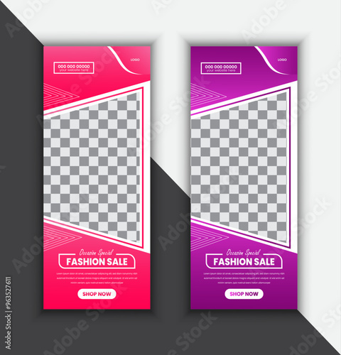 FASHION  SALE  VECTOR  ROLL  UP  BANNER  DESIGN  TEMPLATE.
