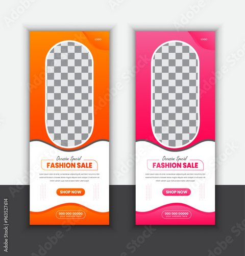FASHION  SALE  VECTOR  ROLL  UP  BANNER  DESIGN  TEMPLATE.
