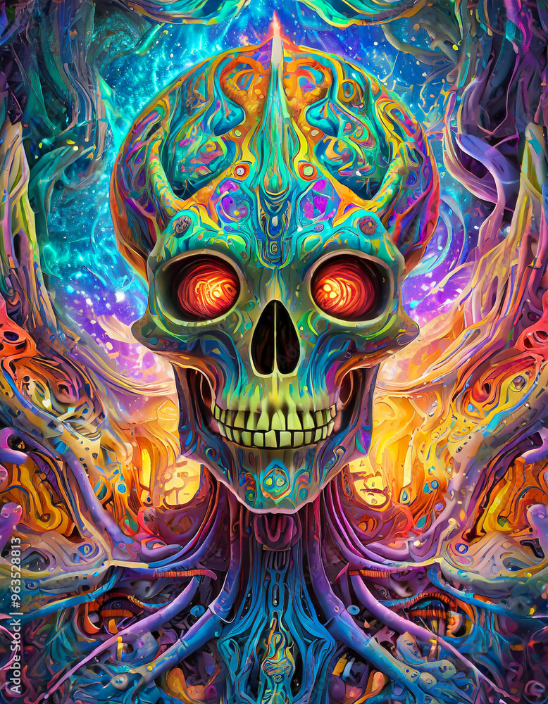 Psychedelic human skull Psychedelic human skull
