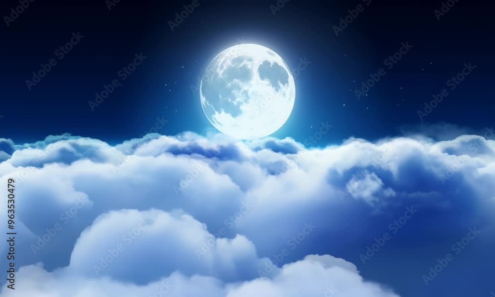 Beautiful Moon in the Skies. Flying Over the Infinite Clouds with the Night Moon Shining Seamless. Looped 3d Animation with Moonlight Over the Horizon Video Beautiful Moon in the Skies. Flying Over the Infinite Clouds with the Night Moon Shining Seamless. Looped 3d Animation with Moonlight Over the Horizon Video