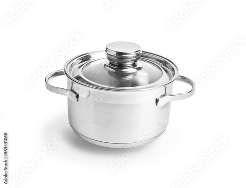 iron pan with a lid on a white background